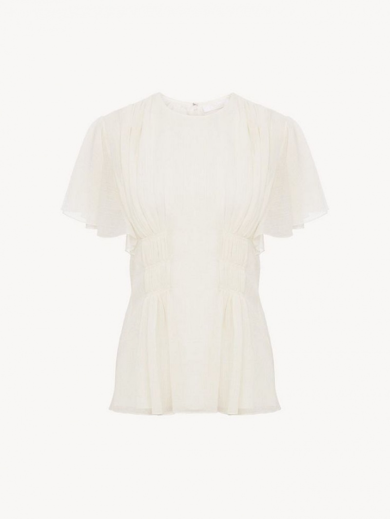 Tops Chloe Wing-sleeve Branco | CHE-SR13912