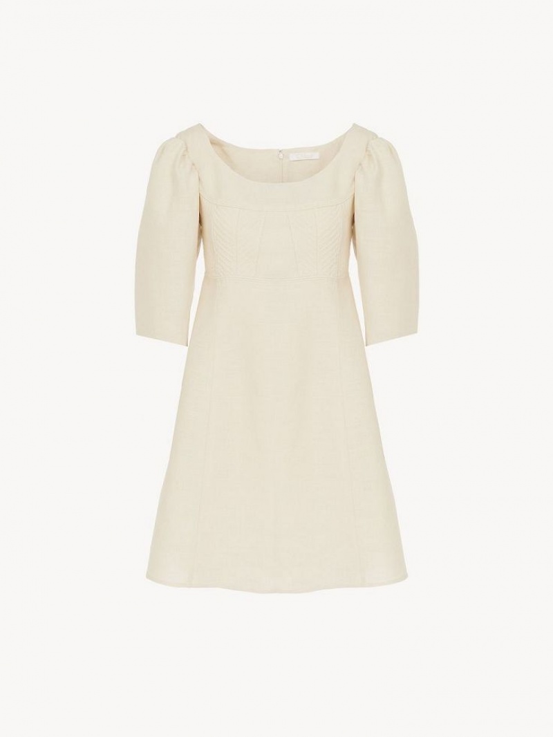 Vestido Chloe Boat-neck Mini Branco | CHE-SR13836