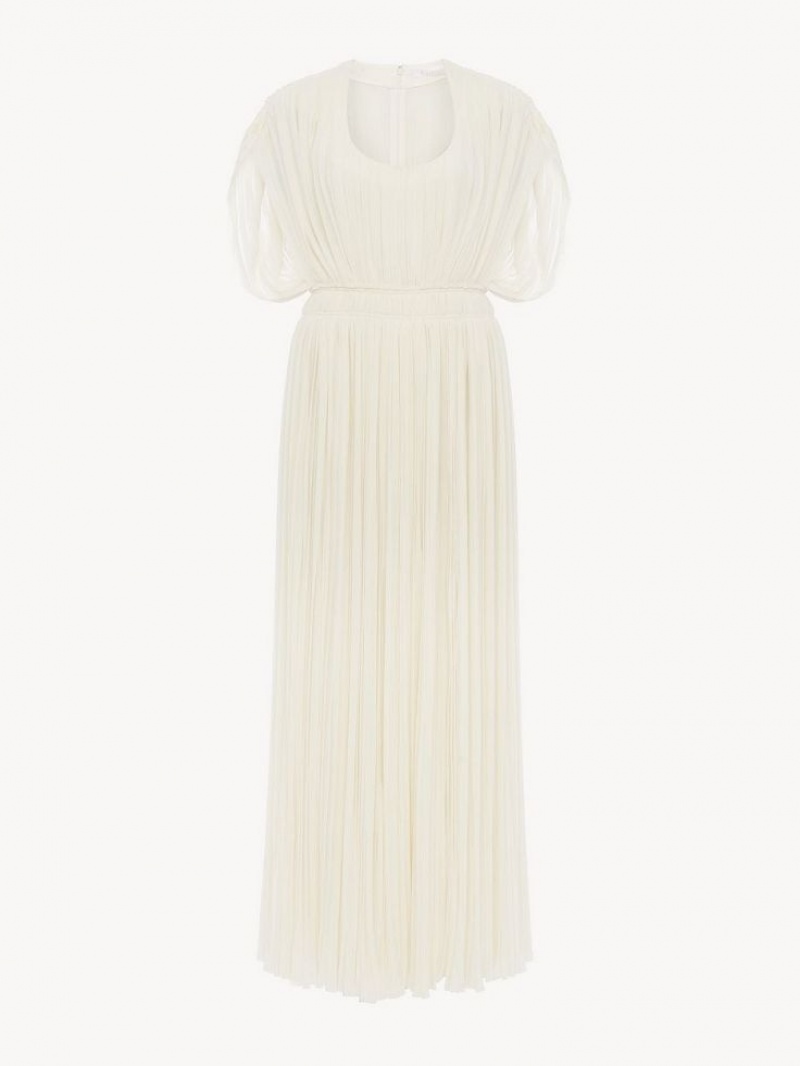 Vestido Chloe Pleated Long Branco | CHE-SR13859