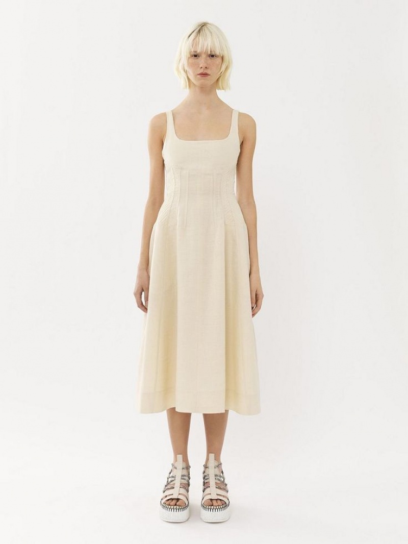 Vestido Chloe Sleeveless Midi Branco | CHE-SR13843