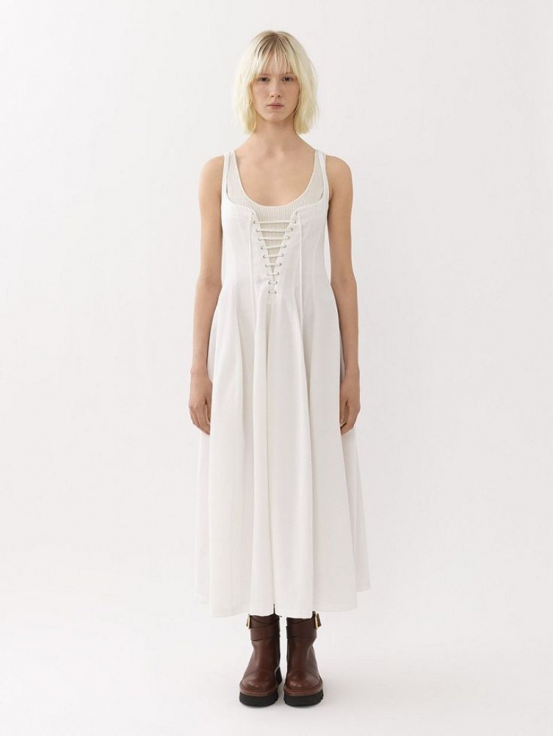 Vestido Chloe Sleeveless Midi Branco | CHE-SR13851