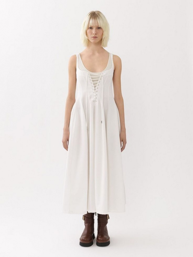 Vestido Chloe Sleeveless Midi Branco | CHE-SR13851