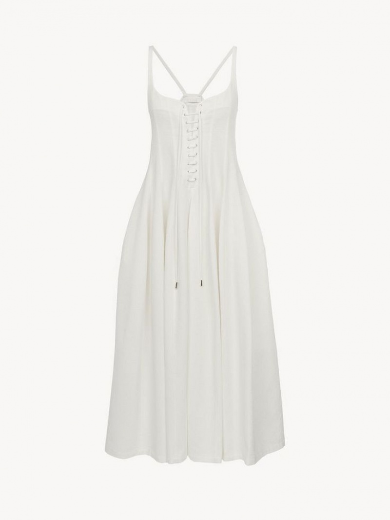 Vestido Chloe Sleeveless Midi Branco | CHE-SR13851