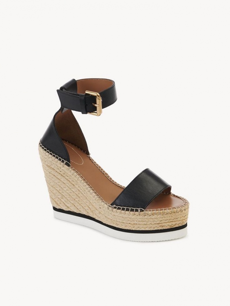 Wedge Chloe Glyn Espadrille Pretas | CHE-SR14839