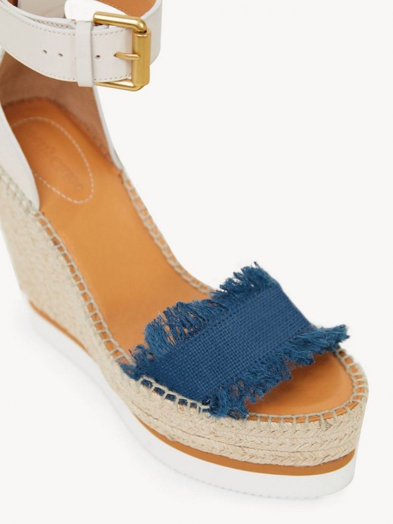 Wedge Chloe Glyn Fringed Espadrille Azuis Escuro | CHE-SR14827