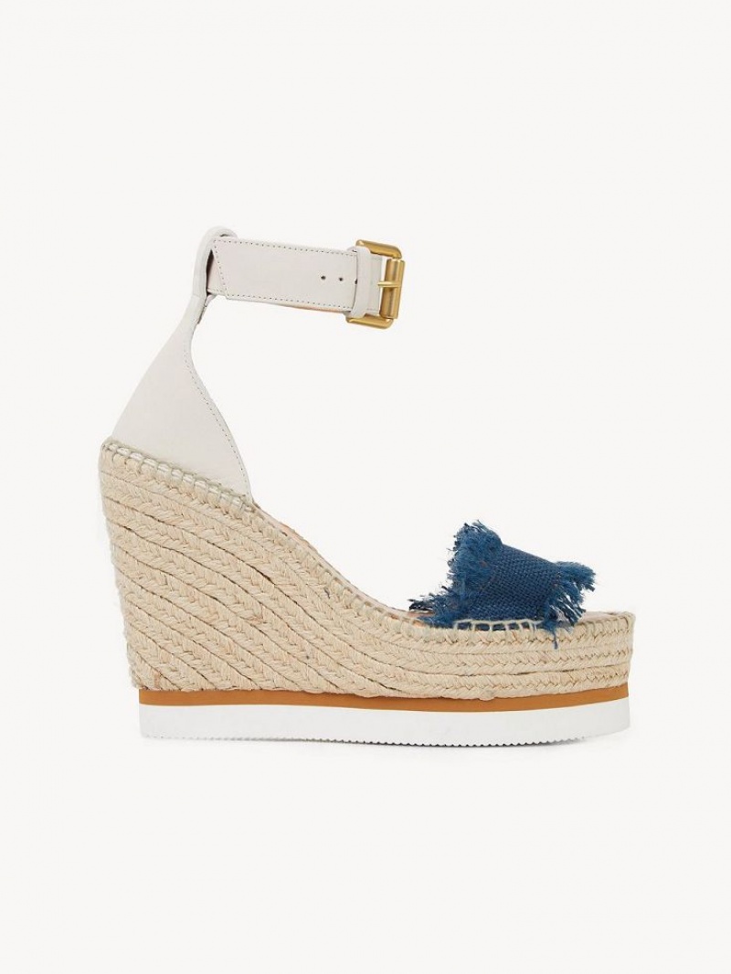 Wedge Chloe Glyn Fringed Espadrille Azuis Escuro | CHE-SR14827