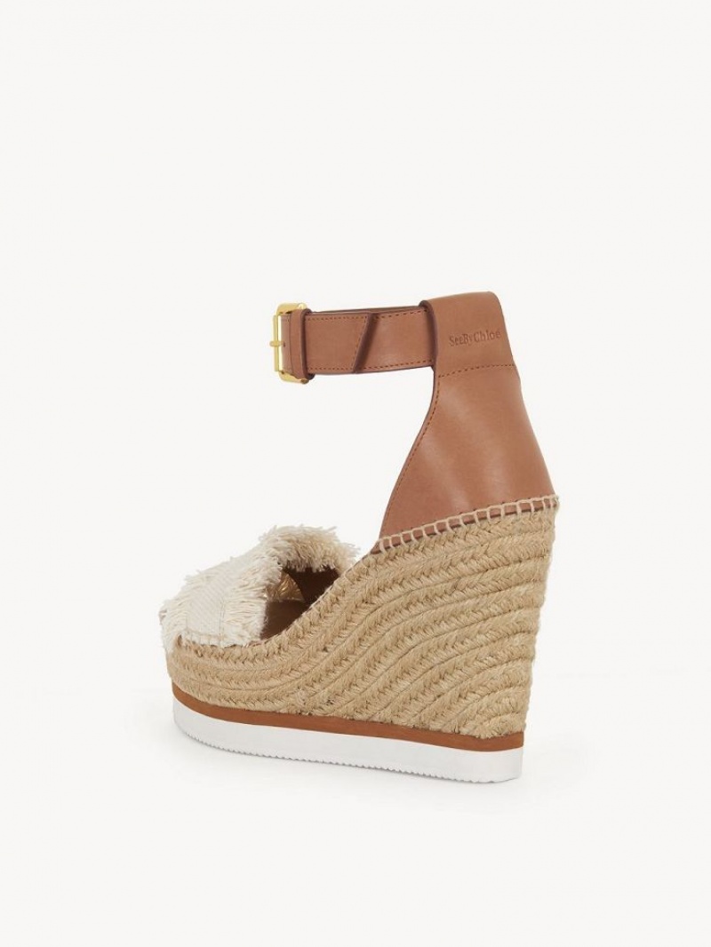 Wedge Chloe Glyn Fringed Espadrille Branco | CHE-SR14804