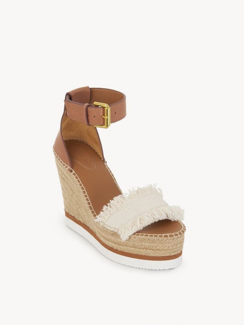 Wedge Chloe Glyn Fringed Espadrille Branco | CHE-SR14804