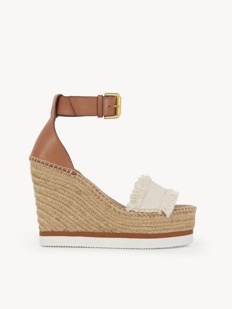 Wedge Chloe Glyn Fringed Espadrille Branco | CHE-SR14804