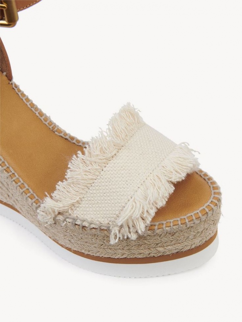 Wedge Chloe Glyn Fringed Espadrille Branco | CHE-SR14842