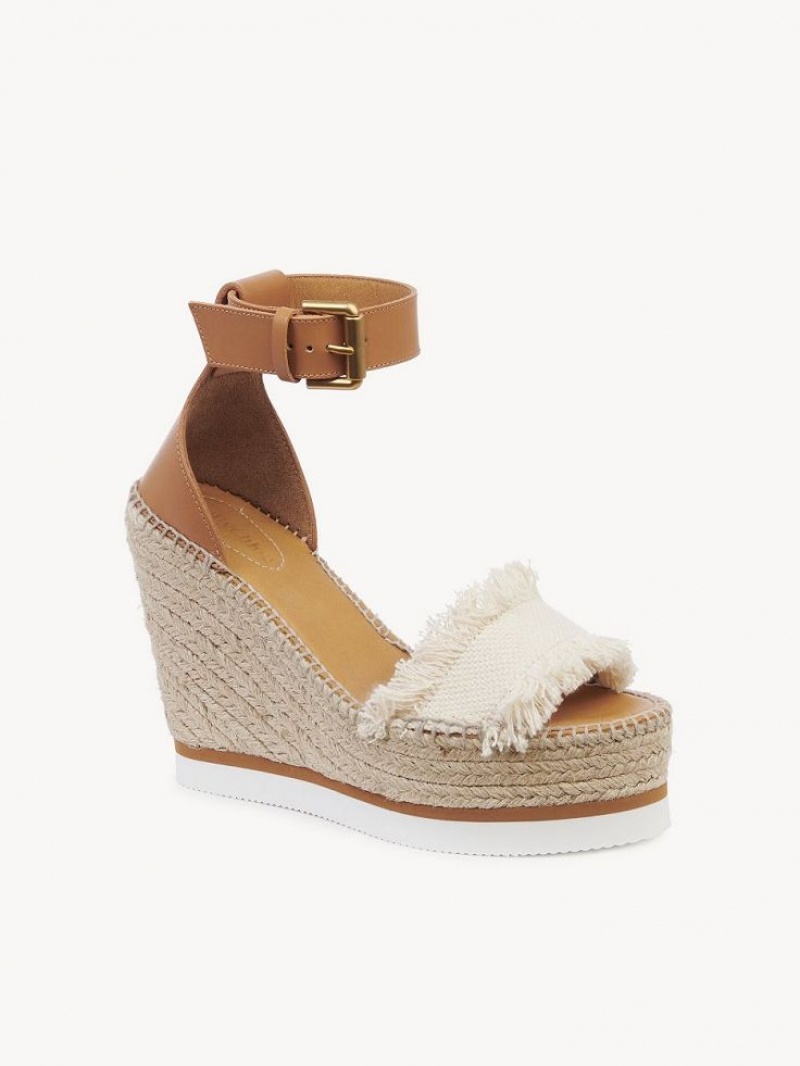 Wedge Chloe Glyn Fringed Espadrille Branco | CHE-SR14842